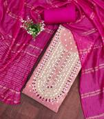pink weaved shimmer jacquard butti unstitched dress material 