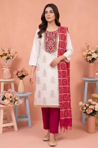 white printed rayon unstitched dress material 