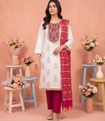white printed rayon unstitched dress material 