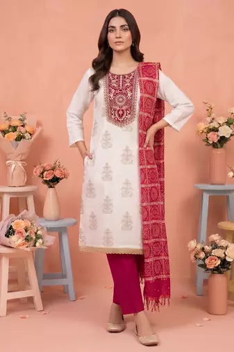 white printed rayon unstitched dress material 