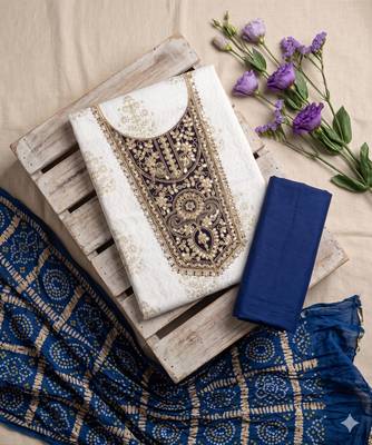 white printed rayon unstitched dress material  3