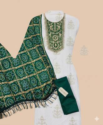 white printed rayon unstitched dress material  2