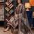 brown printed linen cotton unstitched dress material 