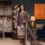 brown printed linen cotton unstitched dress material 