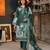 green printed linen cotton unstitched dress material 
