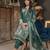green printed linen cotton unstitched dress material 