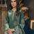 green printed linen cotton unstitched dress material 