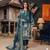 sea green printed linen cotton unstitched dress material 