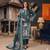 sea green printed linen cotton unstitched dress material 