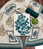 beige printed linen cotton unstitched dress material 