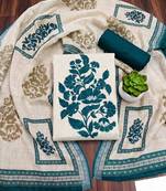 beige printed linen cotton unstitched dress material 