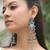 Oxidised Silver Look Multi Layer Long Chain Jhumka Earrings for Women with Artificial Stones