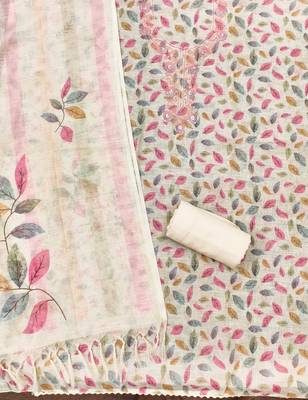 multicolor digital print linen cotton unstitched dress material  2