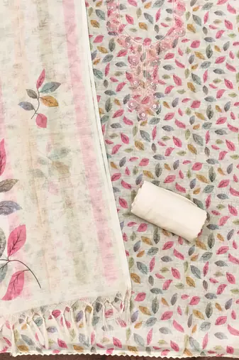 multicolor digital print linen cotton unstitched dress material 