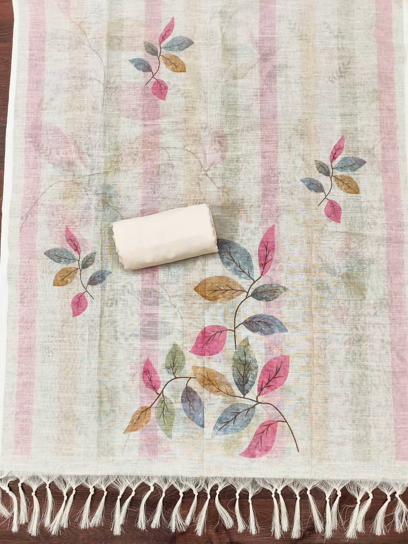 multicolor digital print linen cotton unstitched dress material 