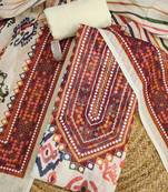 multicolor geometric print linen cotton unstitched dress material 