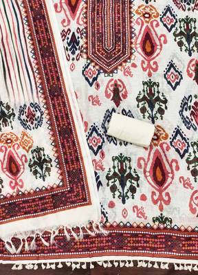 multicolor geometric print linen cotton unstitched dress material  2