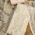 cream floral print linen cotton unstitched dress material 