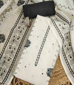 white floral print linen cotton unstitched dress material 