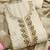 cream floral print linen cotton unstitched dress material 