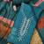 teal blue floral print linen cotton unstitched dress material 