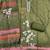 olive green floral print linen cotton unstitched dress material 