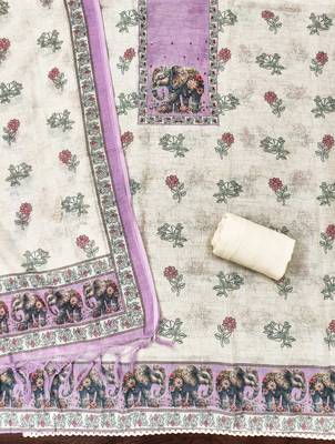 lavender digital print linen cotton unstitched dress material  2