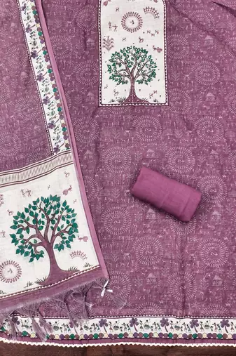 pink digital print linen cotton unstitched dress material 