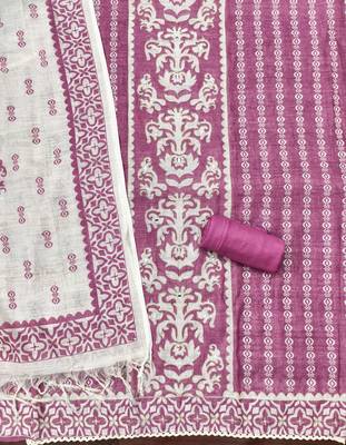 rani pink applique linen cotton unstitched dress material  2