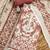 peach coral applique linen cotton unstitched dress material 