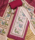 rani pink digital print linen cotton unstitched dress material 