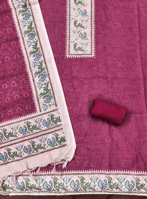 rani pink digital print linen cotton unstitched dress material  2