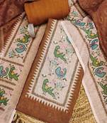 rust digital print linen cotton unstitched dress material 