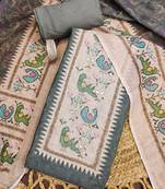 grey digital print linen cotton unstitched dress material 