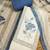 blue floral print linen cotton unstitched dress material 