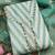 green floral print linen cotton unstitched dress material 