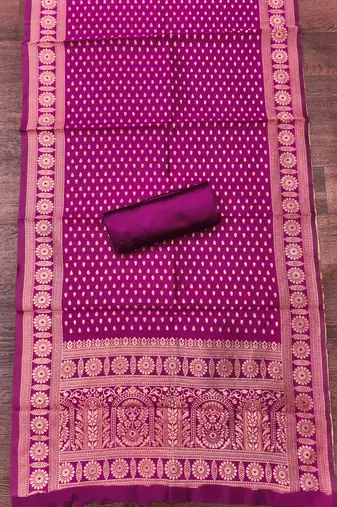 magenta weaved jacquard silk unstitched dress material 