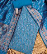 teal weaved jacquard silk unstitched dress material 