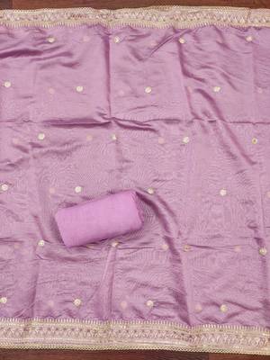lavender weaved shimmer silk unstitched dress material  3