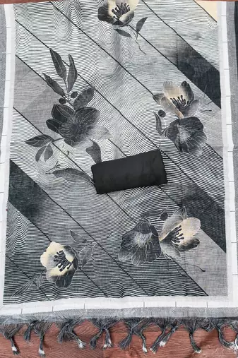 charcoal black weaved linen cotton unstitched dress material 