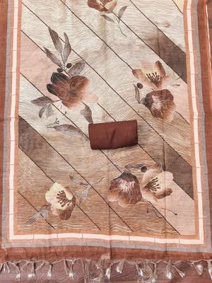 coffee brown weaved linen cotton unstitched dress material  4