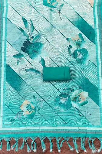 sea green weaved linen cotton unstitched dress material 