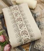 grey floral print linen cotton unstitched dress material 