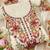cream floral print linen cotton unstitched dress material 