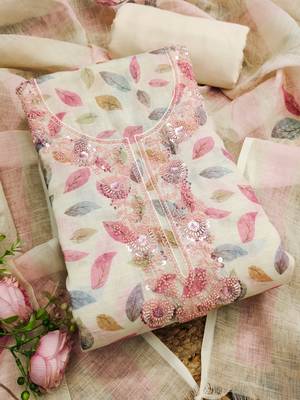 multicolor digital print linen cotton unstitched dress material  1