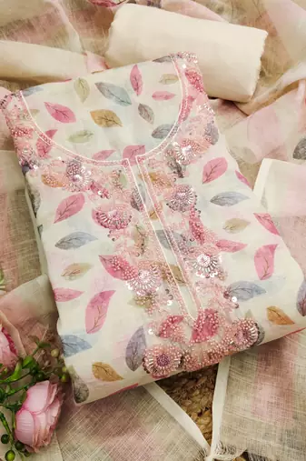 multicolor digital print linen cotton unstitched dress material 