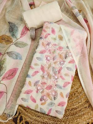 multicolor digital print linen cotton unstitched dress material  3