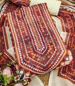 multicolor geometric print linen cotton unstitched dress material 