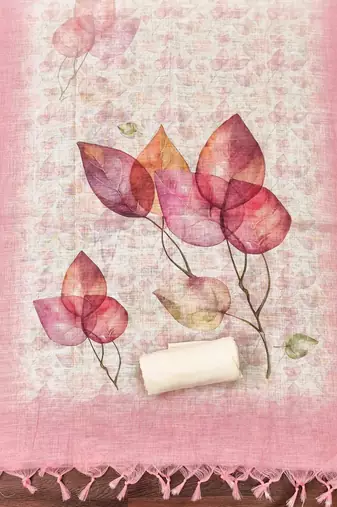 pink digital print linen cotton unstitched dress material 