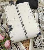 white floral print linen cotton unstitched dress material 